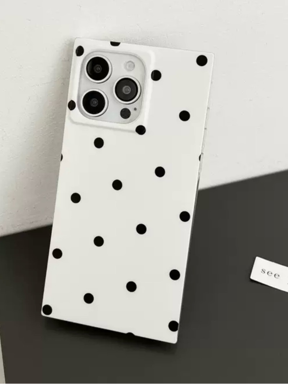 Minimalist Black Polka Dot Square Case for iPhone 17
